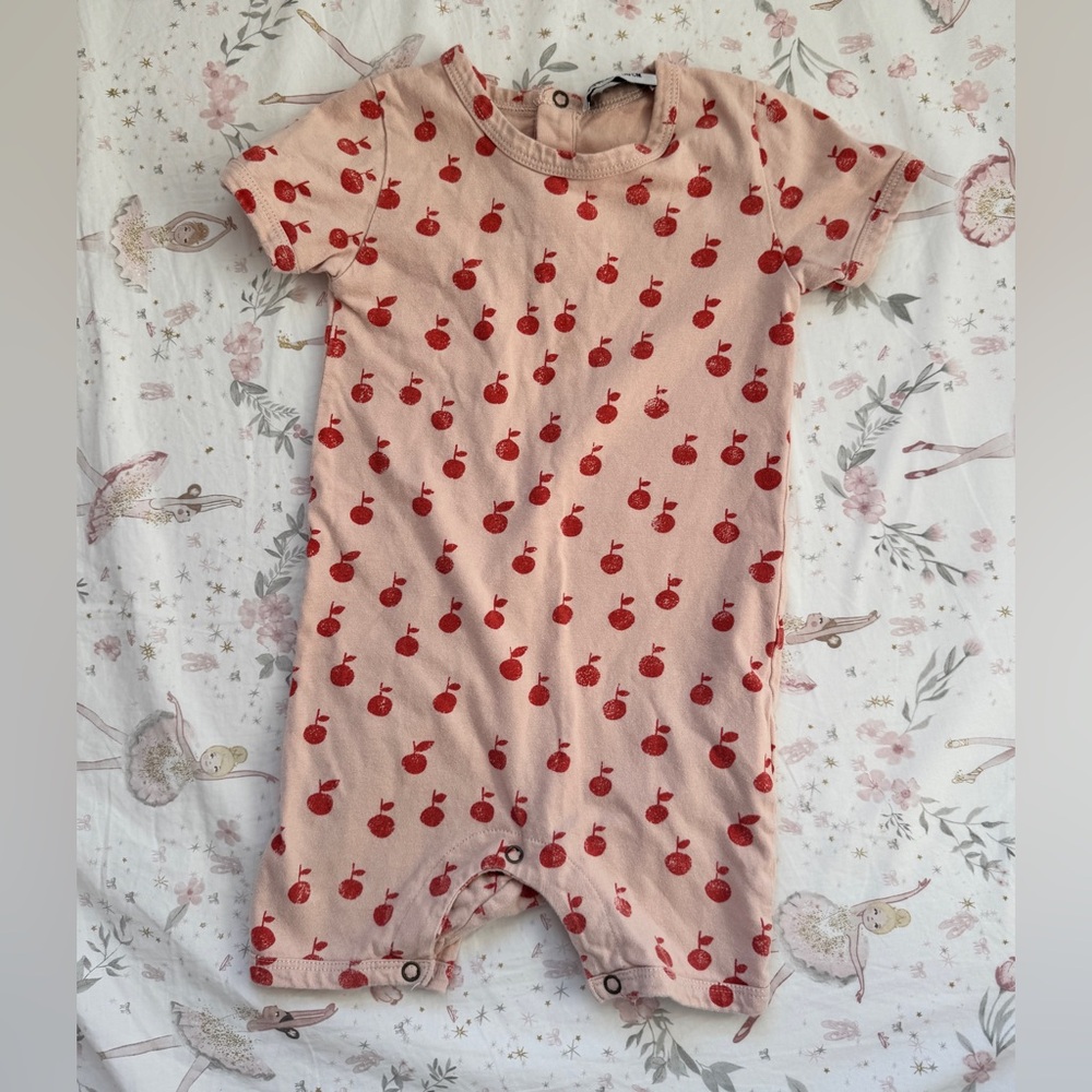 Bobo Choses Apple Print Organic Cotton Romper Girls 2-3Y 98cm Red Pink - Picture 3 of 7